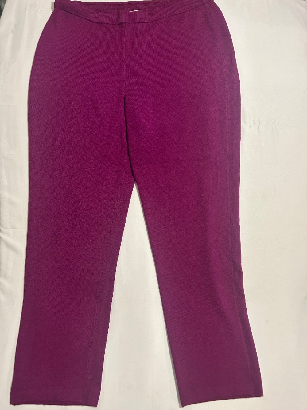 St. John Collection Magenta Wool Blend Knit Elastic Waist Pants XL 33" Inseam